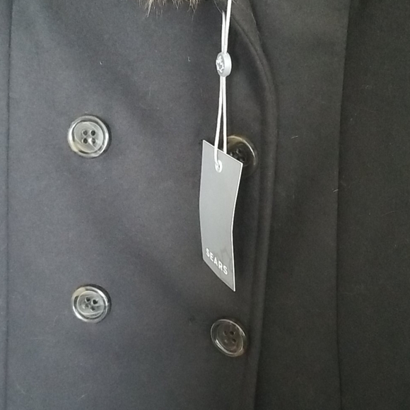 NWT Sears classic peacoat w faux fur collar - Picture 7 of 10